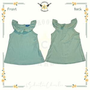 J. Bailey Ruffled Collared Tank Top Girl's Size 5 Mint Green